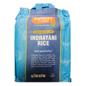 Pandit Foods Indrayani Rice 5kg blue bag – front label