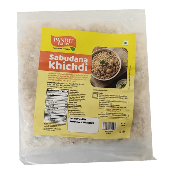 Pandit Foods Sabudana Khichdi frozen 200g – front of pack on a white background