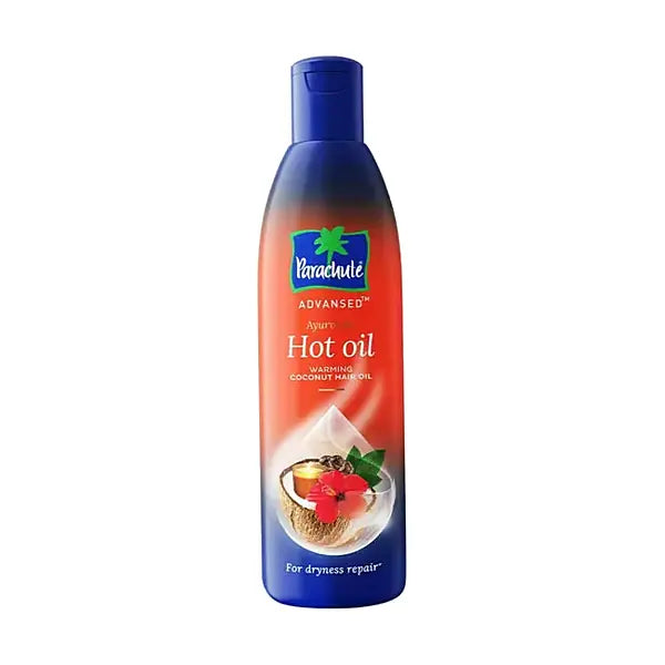 Parachute Advansed Hot Oil 300ml straight bottle on white background