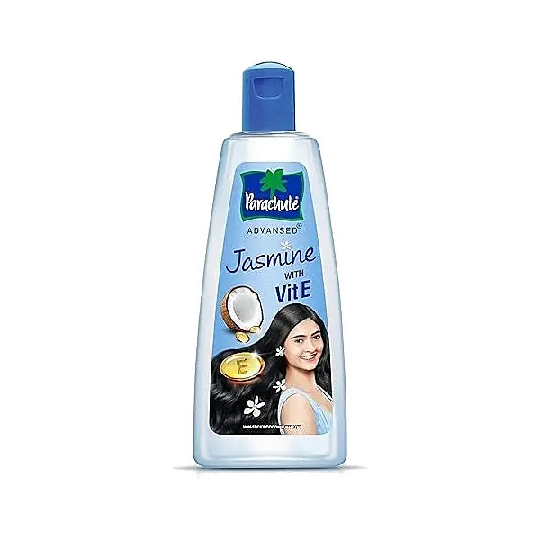 Parachute Jasmine Vitamin E Hair Oil 300ml straight bottle on white background
