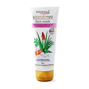 Patanjali Saundarya Face Wash 100g tube on white background