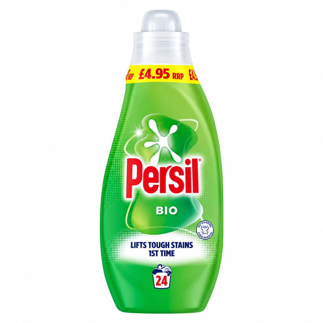 persil bio liquid 648ml 24 washes pack on a white background