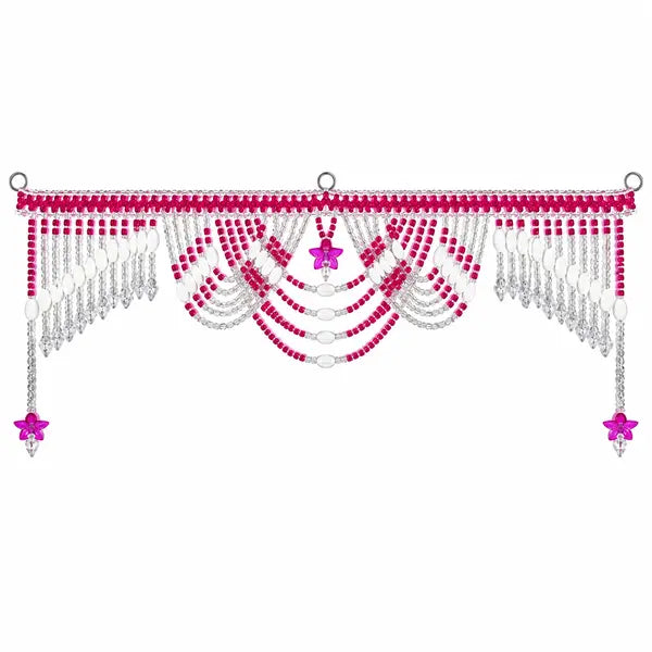 Pink and White Beaded Toran Door Hanging