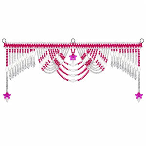 Pink and White Beaded Toran Door Hanging