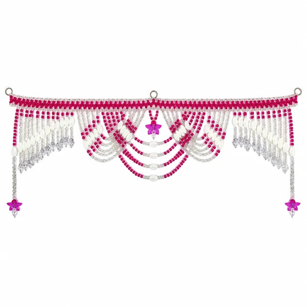 Pink & White Beaded Toran Door Hanging
