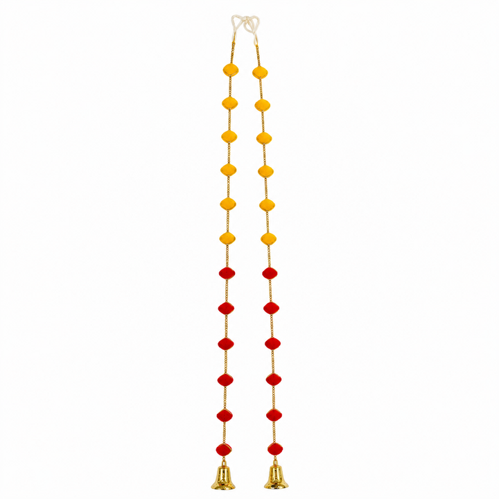 Pom Pom Door Hanging Yellow & Red (Pair)- 38Inch