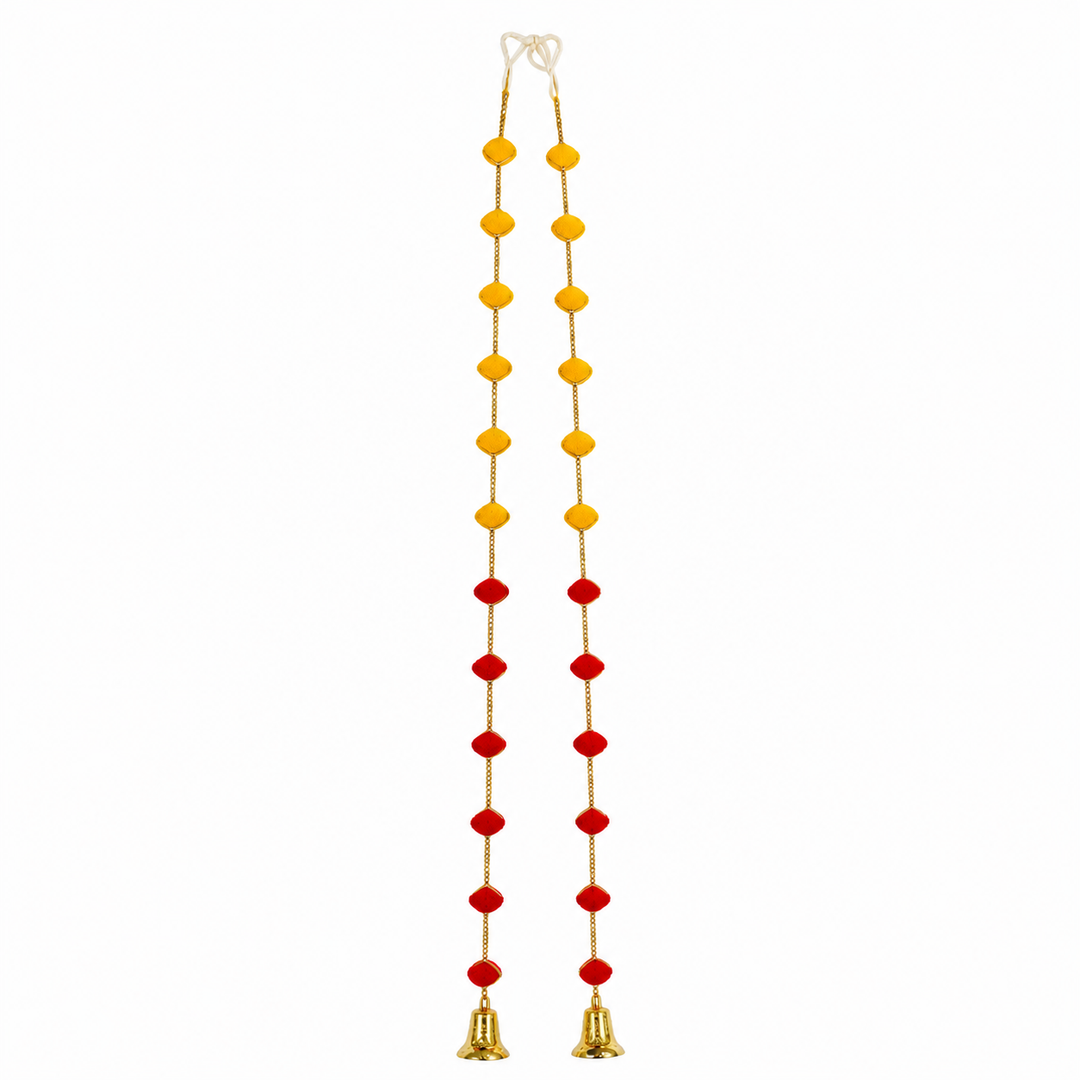 Pom Pom Door Hanging Yellow & Red (Pair)- 38Inch