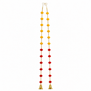 Pom Pom Door Hanging Yellow & Red (Pair)- 38Inch