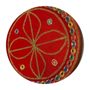 Red and gold Pooja Thali Design 4, one piece