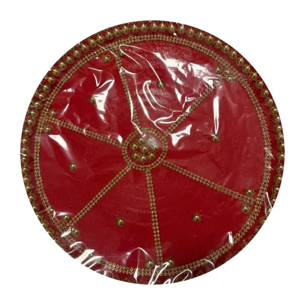 Red and gold Pooja Thali Design 6, one piece