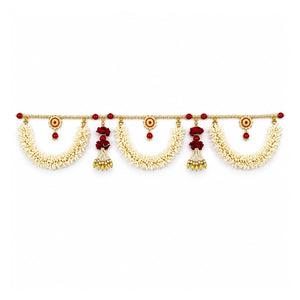 Premium moti and artificial flower toran, 41 inch on white background