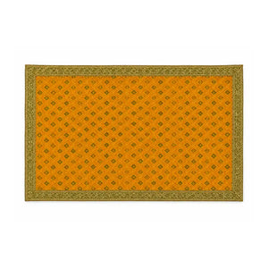 Yellow checked Puja Aasan 32 by 23 inch with gold border on white background