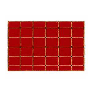 Red Puja Aasan Cloth 18 by 24 inch with gold grid on white background