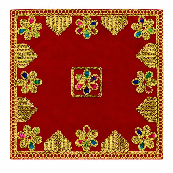 Puja Aasan Velvet Red, 7.5 × 7.5 Inch