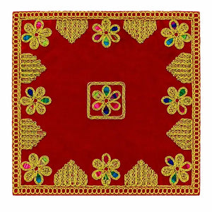 Puja Aasan Velvet Red, 7.5 × 7.5 Inch