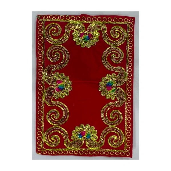 Puja Aasan Embroidered Red – 6 × 9cm