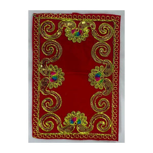 Puja Aasan Embroidered Red – 6 × 9cm