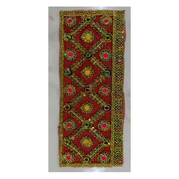 Embroidered Mata Ki Chunni Red – 15 × 6.5 Inch