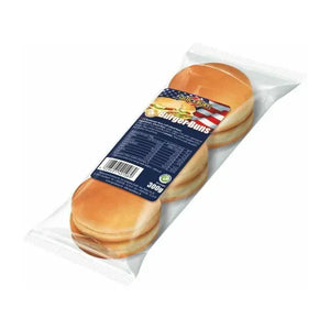 Quickbury plain burger buns in a sealed 300g pack