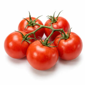 Fresh red vine tomatoes on a white background