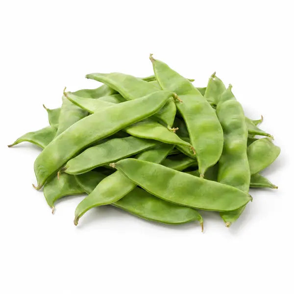 Fresh papdi beans on a white background
