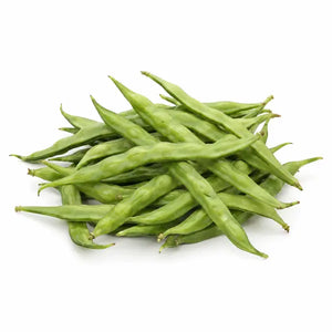 Fresh guwar cluster beans on a white background