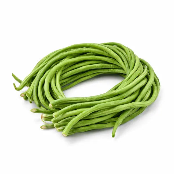 Fresh long beans on a white background