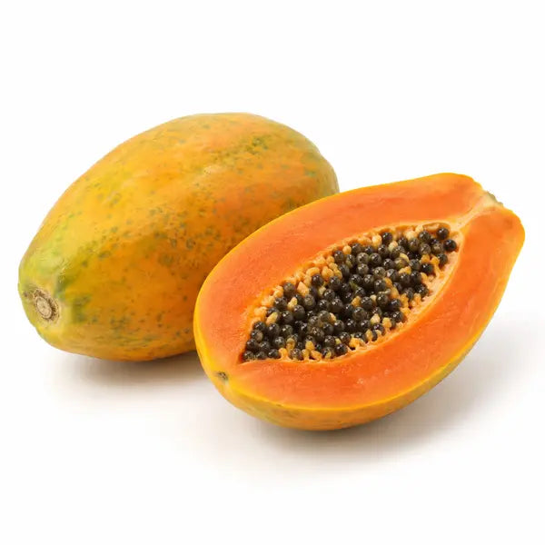 Fresh ripe papaya on a white background