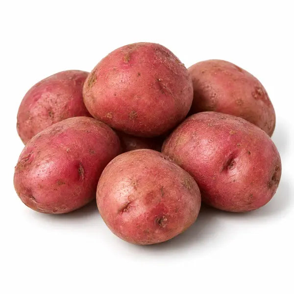 Fresh red potatoes on a white background
