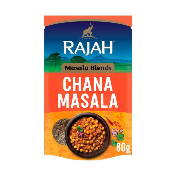 Rajah Chana Masala spice blend, 80g pouch for chickpeas