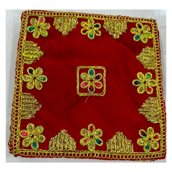 Puja Aasan Velvet Red – 7.5 × 7.5 Inch