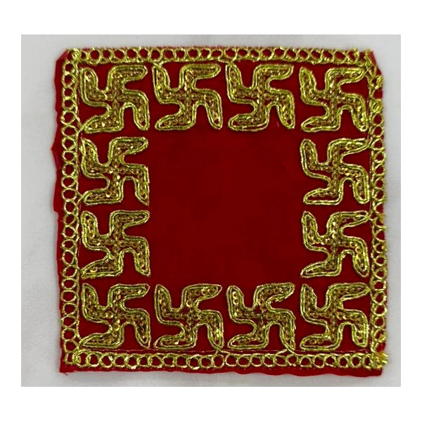 Puja Aasan Velvet Red – 5 × 5 Inch