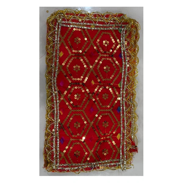 Gold Embroidered Mata Ki Chunni Red – 13 × 7 Inch