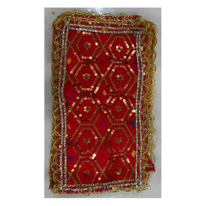 Gold Embroidered Mata Ki Chunni Red – 13 × 7 Inch
