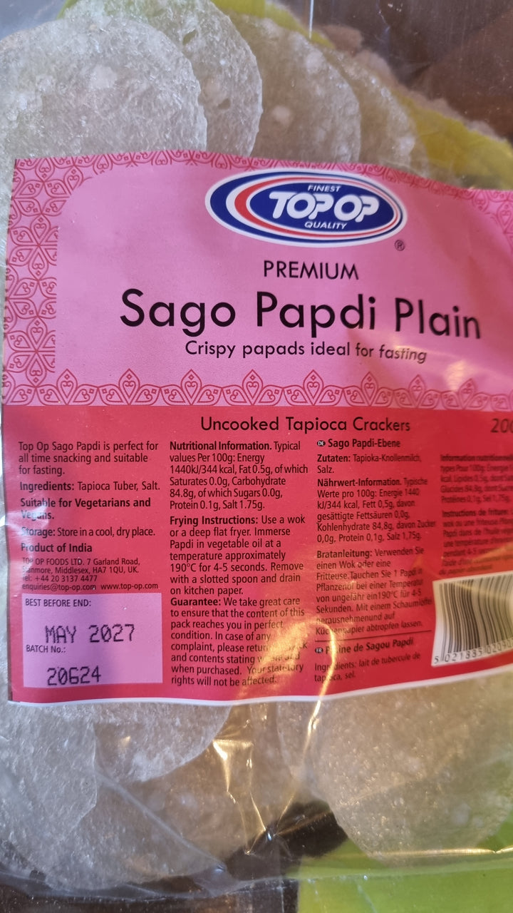 Topop Sago Papdi Plain 200G