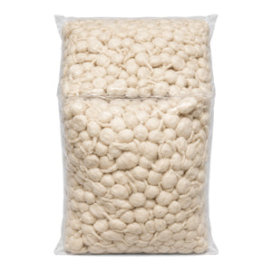 Round white cotton wicks baati 1000 piece pack on white background