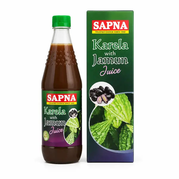 Sapna Karela with Jamun Juice 750ml bottle and carton straight front view on white background