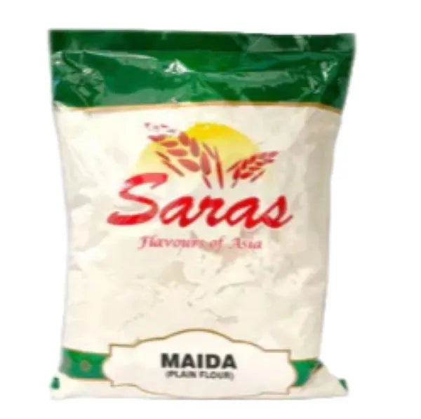 Saras maida refined wheat flour 1kg packaging