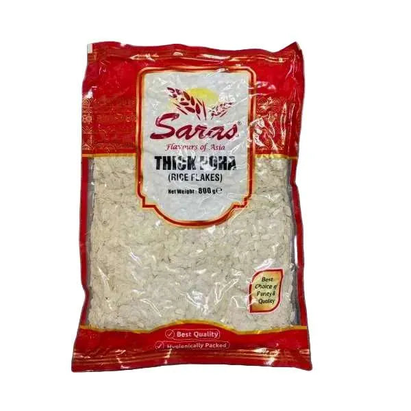 Saras thick pawa flattened rice flakes for poha 800g