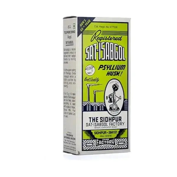 Sat Isabgol Psyllium Husk 100g box on white background