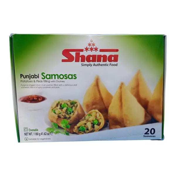 Shana Punjabi Samosa frozen vegetarian snacks 20 pieces 1180g box