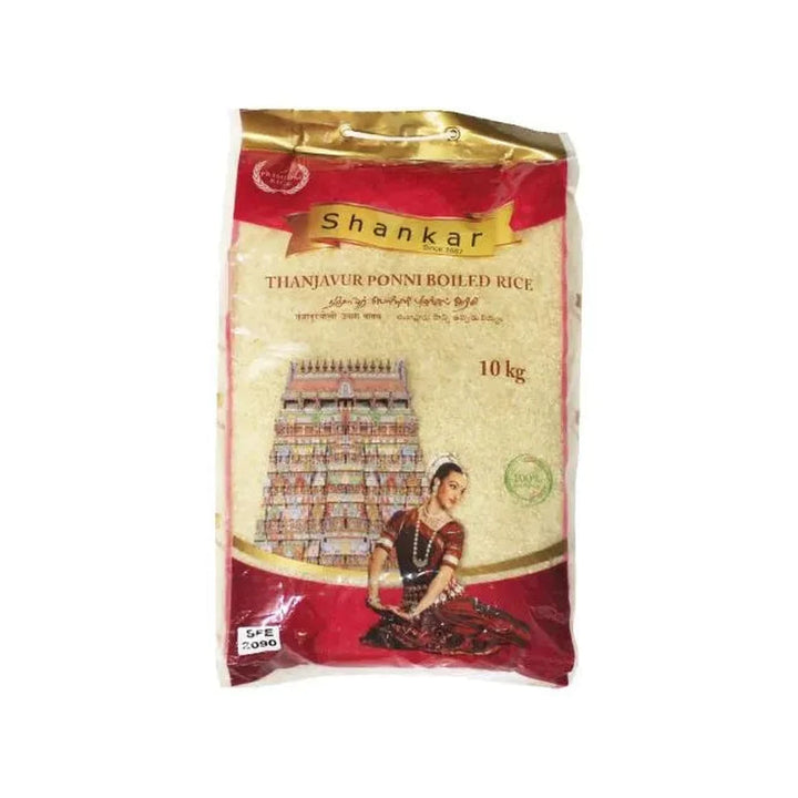 Shankar Ponni Boiled Rice - 10kg retail pack on a white background