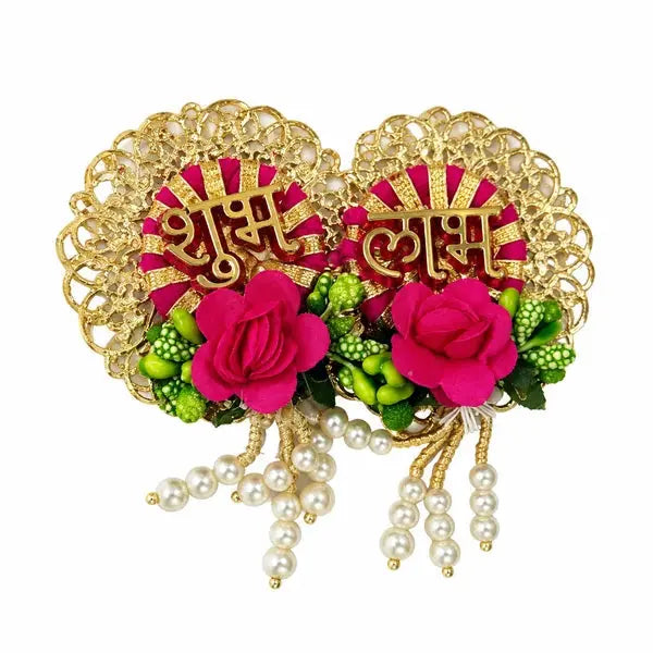 Shubh Labh Floral Door Hanging with red roses