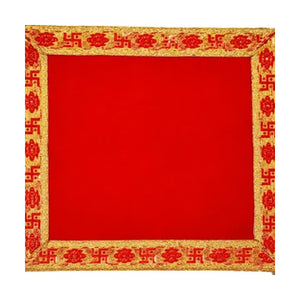 Red Shubh Labh Puja Aasan Cloth 12x12 inch on white background