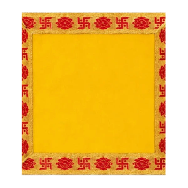 Yellow Shubh Labh Puja Aasan Cloth 12x10 inch on white background