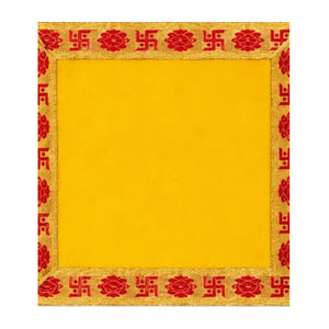 Yellow Shubh Labh Puja Aasan Cloth 12x10 inch on white background