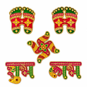 Diwali Shubh Labh Stickers - 2 Inch (Set of 5) on white background