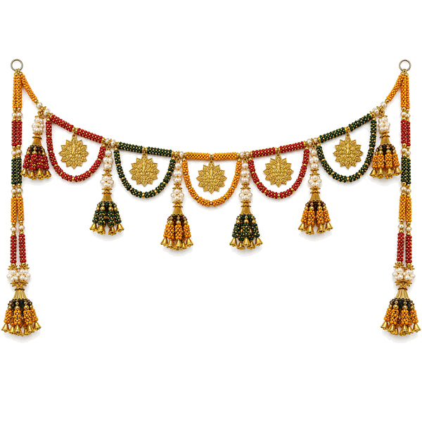 Shubh Shringar Toran with red green gold beads and floral charms