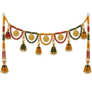 Shubh Shringar Toran with red green gold beads and floral charms