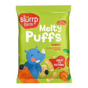 Slurrp Farm carrot melty puffs teething snack, 15g